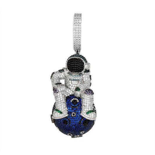 Sterling Silver CZ Astronaut Character Pendant RP+BP