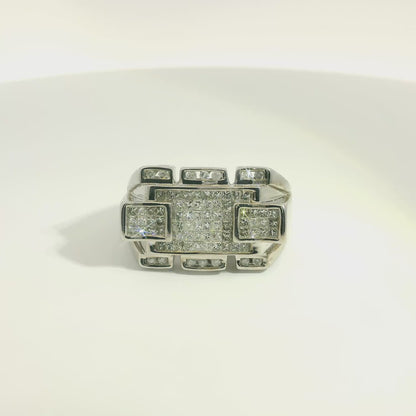White Gold Multi-Stone Ring with Princess Cut Diamonds